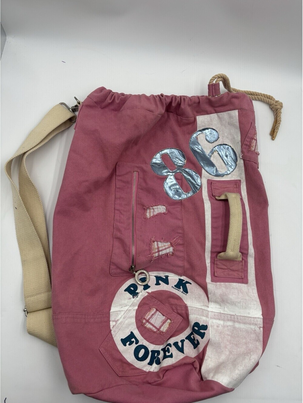 Vintage Victoria Secret Pink Big Duffel Bag with Strap In Pink !!!!
